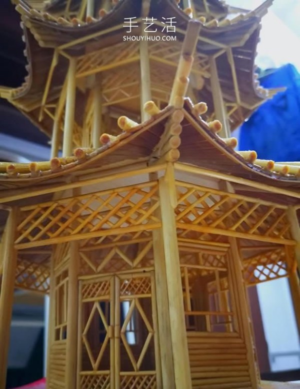 Tutorial on how to make ancient pagodas with disposable chopsticks