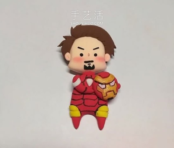 Tutorial illustration of how to make Clay Iron Man in cartoon style