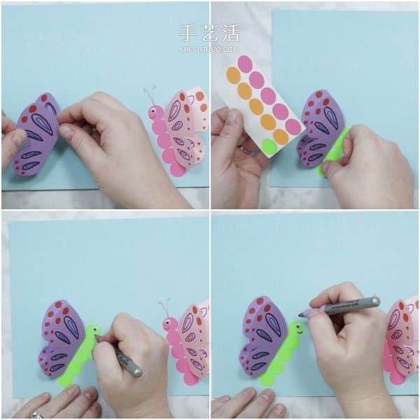 Tutorial for children to make butterfly cards by hand using cardboard