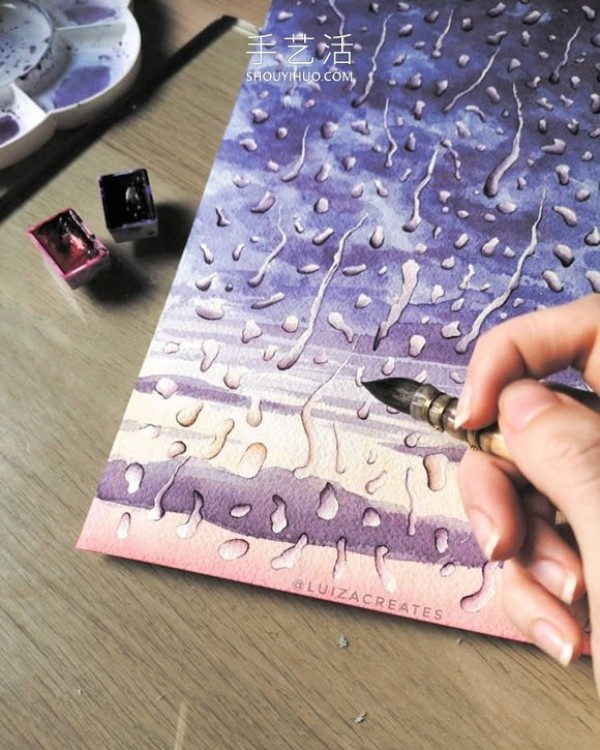 Rain is hitting the window! Realistic watercolor paintings blend raindrops with natural landscapes