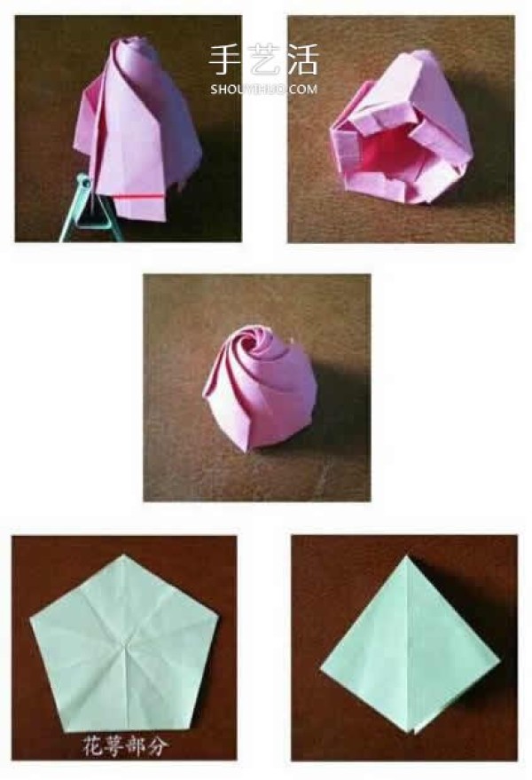 A simple origami tutorial for rose buds and how to fold the calyx are also given! 