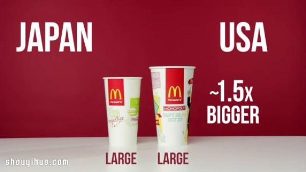 Why is there such a difference! McDonalds drink cup competition around the world