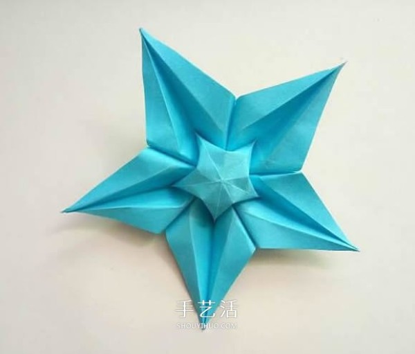 Five-cornered star origami illustration, how to fold an inner and outer double five-pointed star