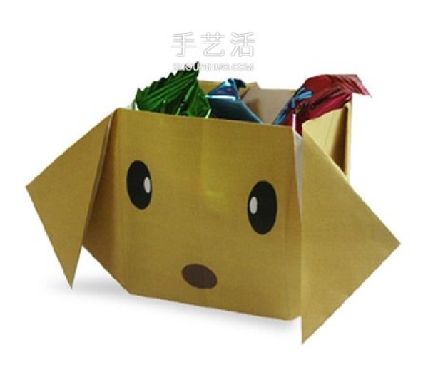 How to fold a cute cartoon storage box with origami and a dogs trash box with melon seed shells