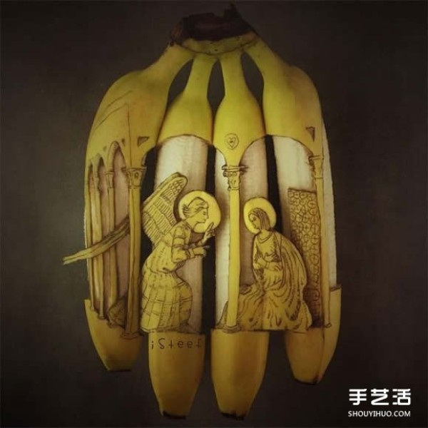 Art works created with bananas express more unique imagination