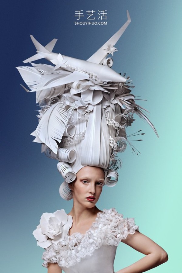 Exquisite handmade baroque style wig made entirely from paper