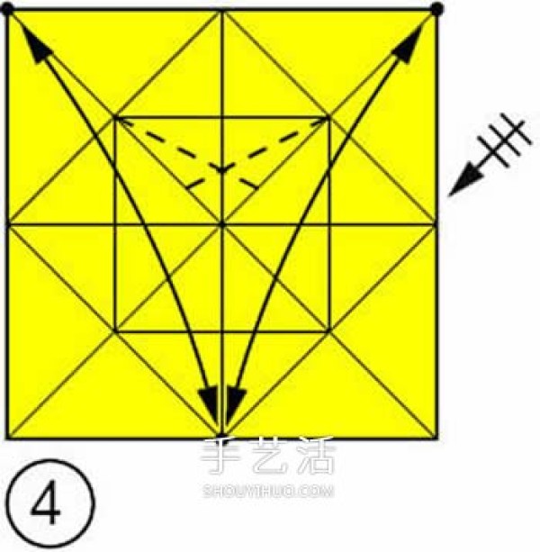 How to fold a hand-folded four-corner storage box and a beautiful rubbish box folding illustration