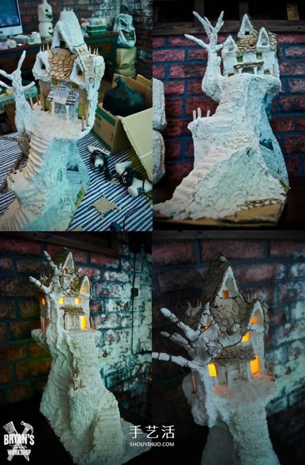 Tutorial on homemade Halloween haunted house model, gorgeous and realistic! 