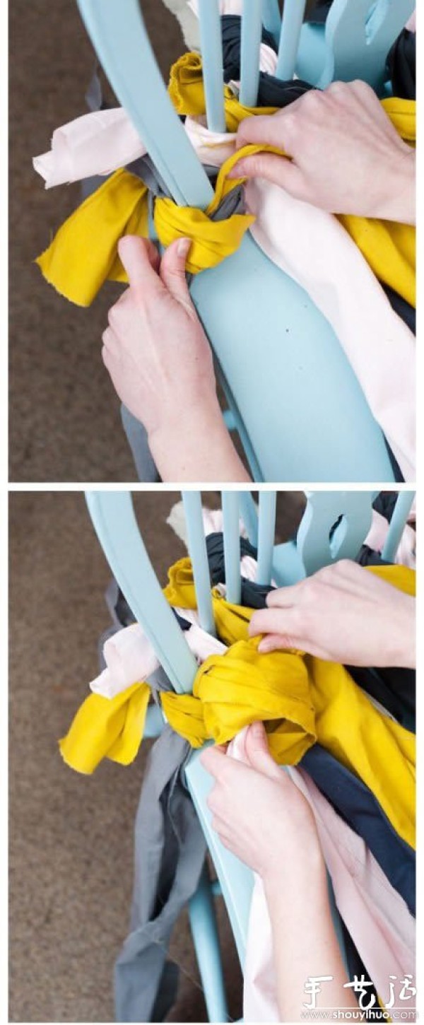 Tutorial on DIY chair cushions from old clothes