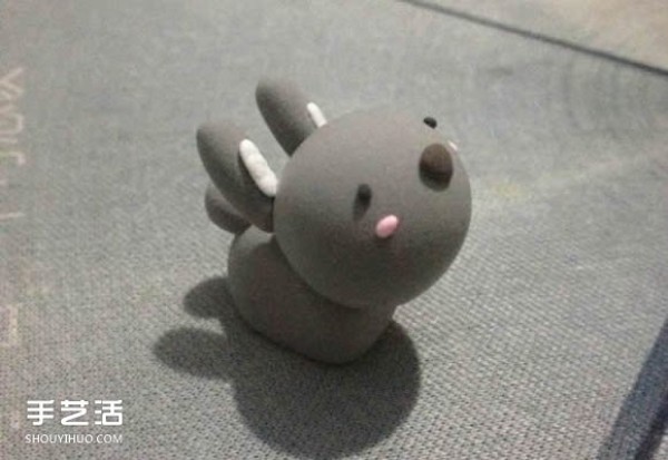 Ultra light clay to make gray rabbit DIY cute rabbit clay handmade tutorial