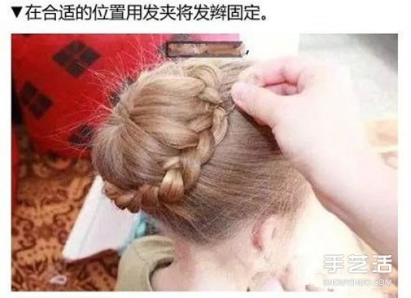 Classic braided hair with illustrated tutorial on the steps of tying the braided hair