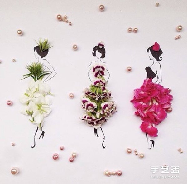 Creative petal collage DIY pictures to simply draw beauties with different looks