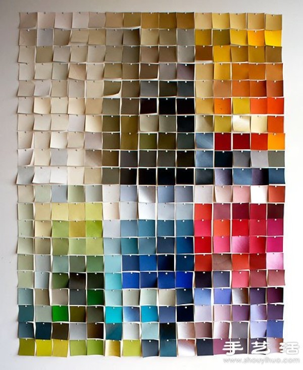 Post-it paper + push pin creative DIY beautiful wall decoration