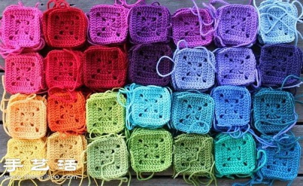 Rainbow-like knitted coaster