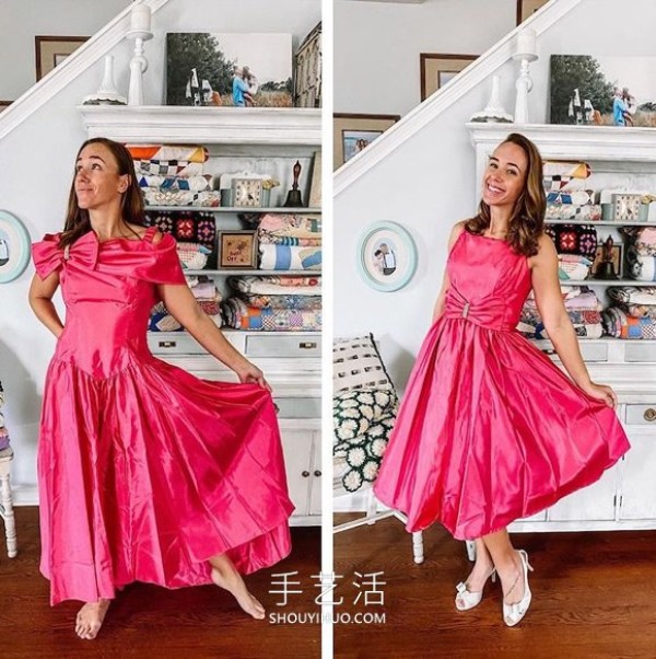 She transforms outdated thrift store dresses into trendy dresses