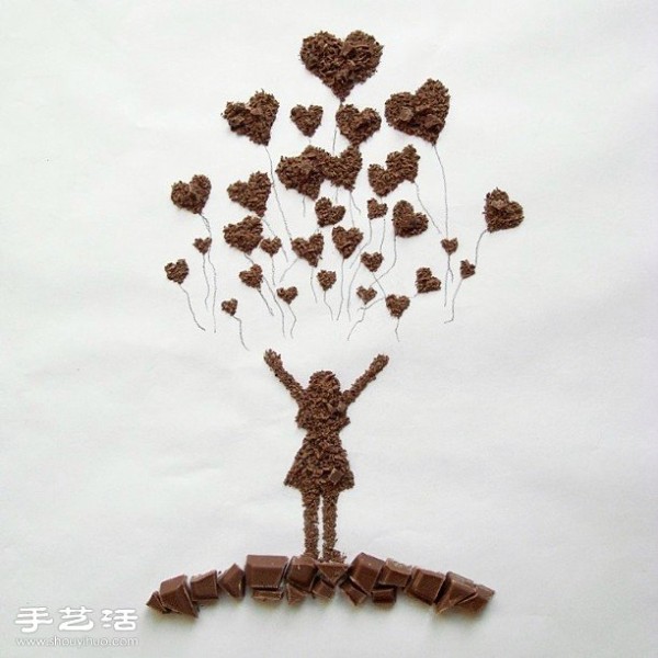 Use chocolate creative DIY to draw love-themed patterns