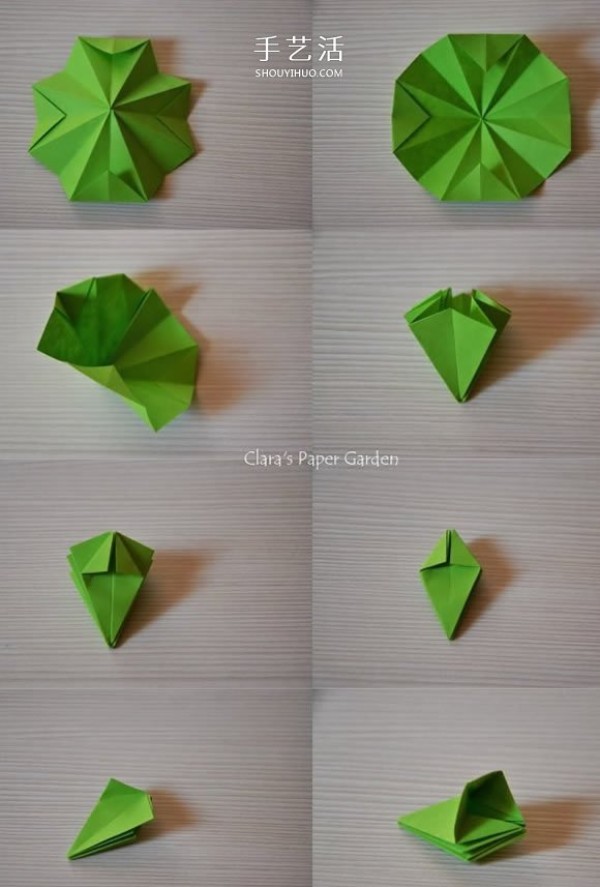 Simple and beautiful handmade paper flower origami illustration of eight-petaled flower