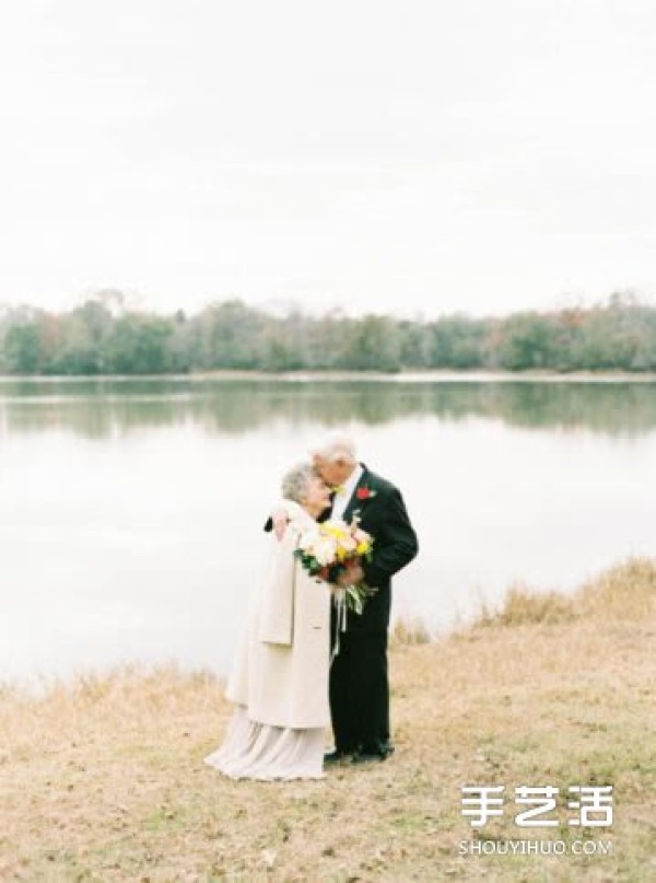 The most romantic thing: A sweet couple who has been married for 65 years retakes their wedding photos