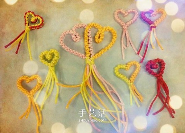 How to knit heart-shaped concentric knots and illustrate the knitting method of Valentines Day hearts