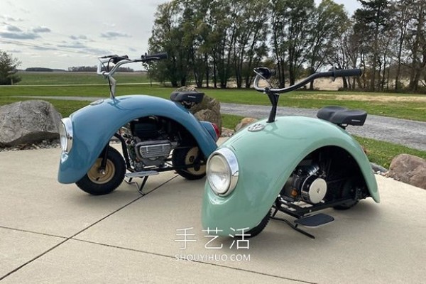 DIY Volkswagen Beetle transformed into a mini motorcycle