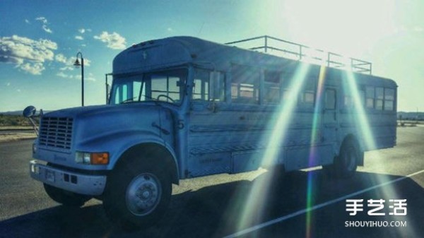 A scrapped school bus is transformed into a mobile mansion for a trip that can be taken anytime