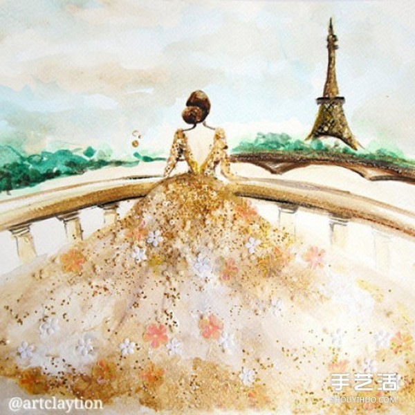 Singaporean artists hand-painted dress with nail polish is so beautiful!