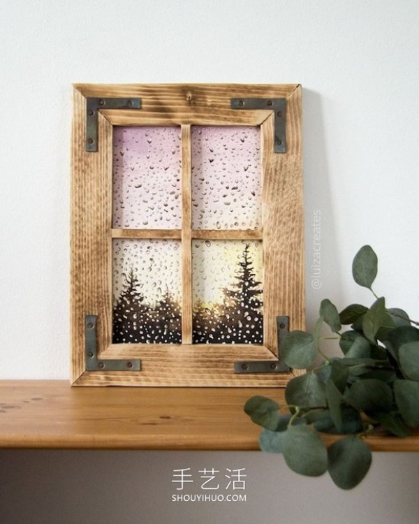 Rain is hitting the window! Realistic watercolor paintings blend raindrops with natural landscapes