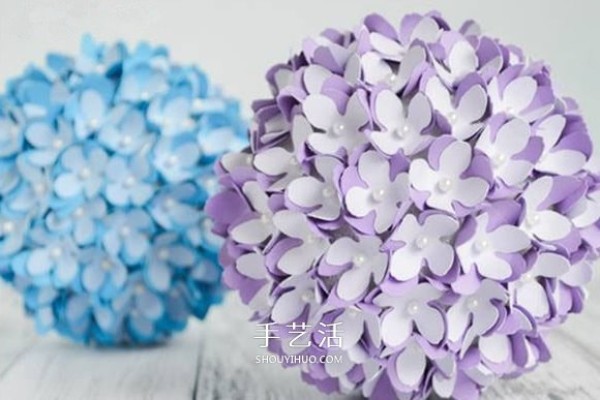 How to make handmade hydrangeas with illustrations and simple cardboard to make hydrangea balls