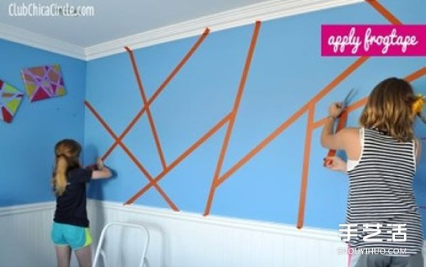 Simple hand-painted wall painting DIY can be easily done with good tape paper