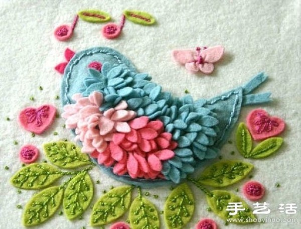 Cute bird made of felt cloth