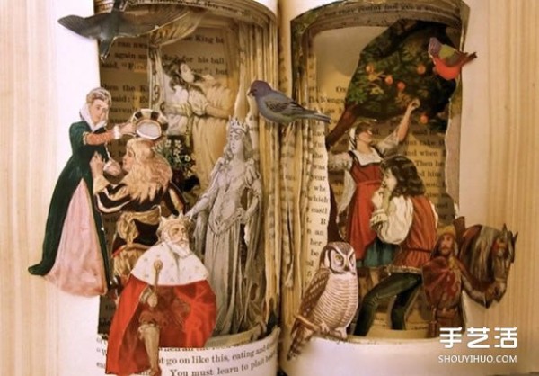 Artistic three-dimensional paper sculpture pictures of sculptures in classic books