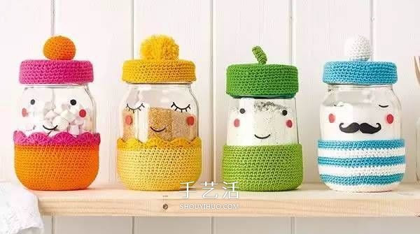 Crocheting with love! Make a glass jar into a cartoon doll storage jar