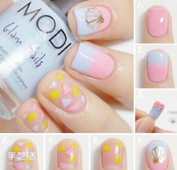 Fancy manicure picture tutorial, fashionable summer manicure style picture