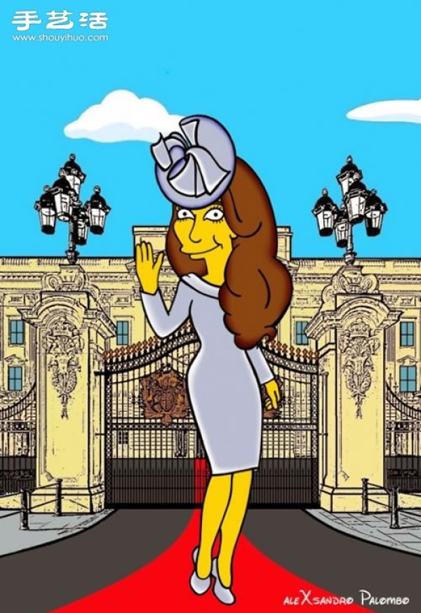 Simpsons spoof illustration: Yellow-skinned Princess Kate is equally fashionable