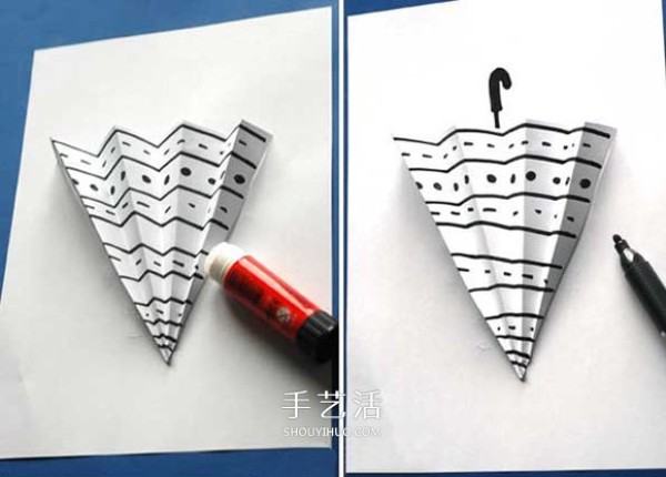 How to make a simple three-dimensional rainy day card by hand making a small umbrella card