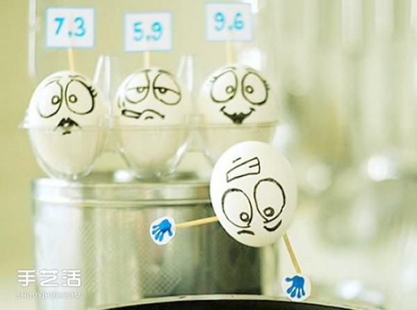 Drawing cute pictures on eggs, appreciating simple and cute hand-painted expressions on eggs