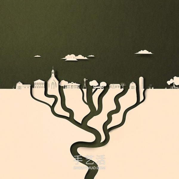 These "paper" illustrations show how global warming affects American life