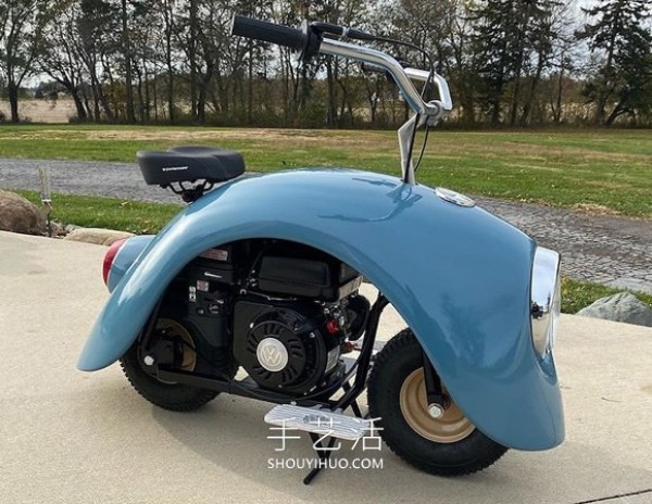 DIY Volkswagen Beetle transformed into a mini motorcycle