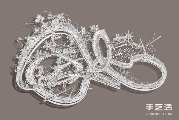 Paper Sculpture Art: Draw a roller-coaster-like gorgeous picture on rice paper