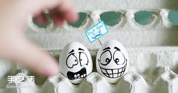 Drawing cute pictures on eggs, appreciating simple and cute hand-painted expressions on eggs