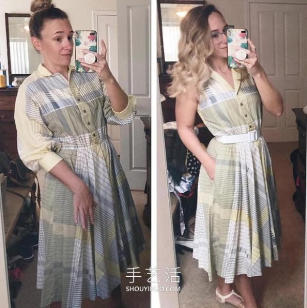 She transforms outdated thrift store dresses into trendy dresses