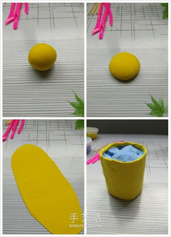 Tutorial on how to make cute potted plants with ultra-light clay