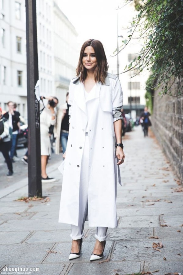 Breaking away the haze of winter: Girls wearing all white in autumn and winter