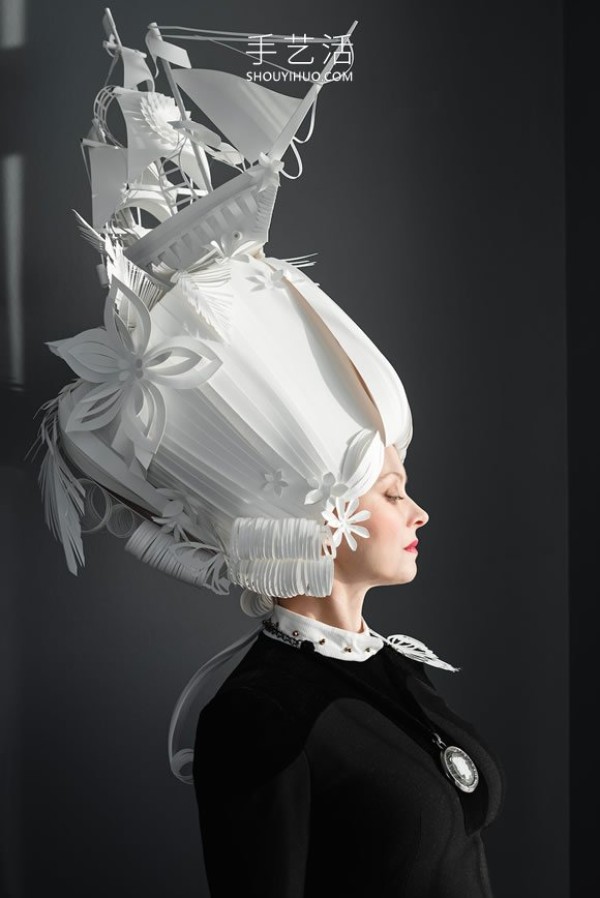 Exquisite handmade baroque style wig made entirely from paper