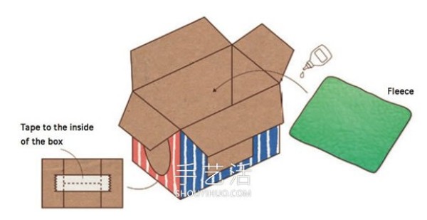 Use cardboard boxes to make a cozy house for cats! 