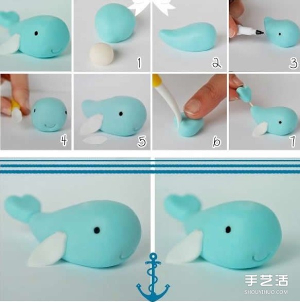 Ultra-light clay whale making tutorial, how to make a handmade whale for children