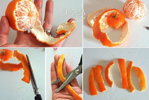 Illustrated tutorial on how to make a simple homemade orange peel bracelet