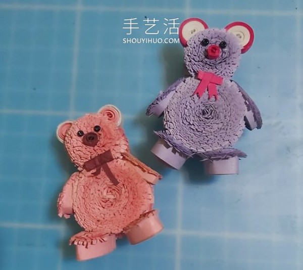 Detailed step-by-step illustration of how to make a paper bear by hand