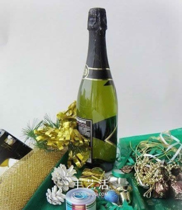 Champagne gift DIY method, holiday gift champagne packaging method