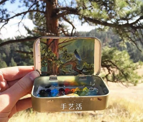 The world of oil painting in the tin box of mint candy, take away the most beautiful scenery